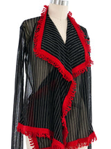 Jean Paul Gaultier Mesh Pinstripe Cardigan Top arcadeshops.com