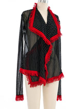 Jean Paul Gaultier Mesh Pinstripe Cardigan Top arcadeshops.com