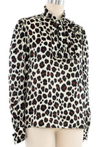 Saint Laurent Cheetah Silk Blouse Top arcadeshops.com