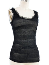 2003 Chanel Black Ruffle Trim Metallic Tank Top arcadeshops.com