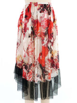 Jean Paul Gaultier Mesh Trimmed Floral Skirt Bottom arcadeshops.com