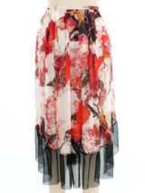 Jean Paul Gaultier Mesh Trimmed Floral Skirt Bottom arcadeshops.com