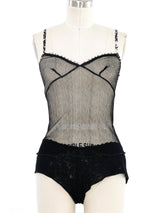 2002 Chanel Black Lace Camisole and Cashmere Ensemble