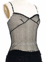 2002 Chanel Black Lace Camisole and Cashmere Ensemble