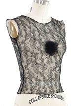 2004 Chanel Black Lace Camellia Tank Top arcadeshops.com