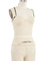 2002 Chanel Ivory Lace Camisole and Cashmere Ensemble Suit arcadeshops.com