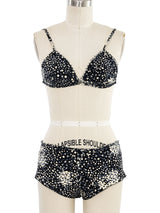 2002 Chanel Printed Silk Bra and Short Set