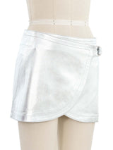 Plein Sud Silver Leather Wrap Mini Skirt