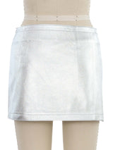 Plein Sud Silver Leather Wrap Mini Skirt