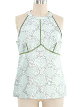 2003 Prada Mint Brocade Sleeveless Top