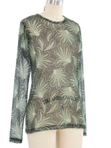Dries Van Noten Sheer Palm Print Top