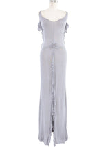 2005 Giorgio Armani Lilac Ruffle Backless Gown