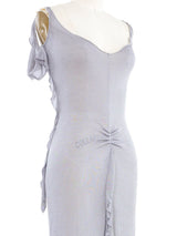 2005 Giorgio Armani Lilac Ruffle Backless Gown