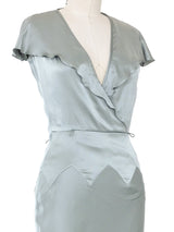 1999 Chloe Bias Cut Silk Ruffle Dress