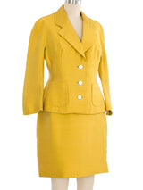 Dolce & Gabbana Yellow Silk Skirt Suit