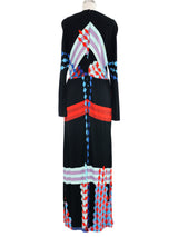 1970s Geometric Print Maxi Dress