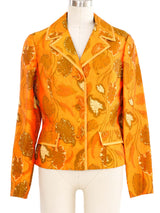1960s Orange Leaf Print Jacket and Dress Ensemble