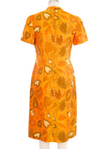 1960s Orange Leaf Print Jacket and Dress Ensemble