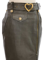 Moschino Green Leather Zippered Mini Skirt