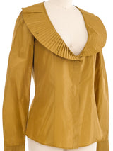 2008 Alexander McQueen Mustard Pleat Collar Top