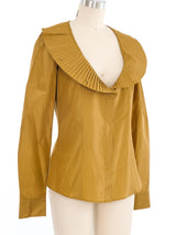 2008 Alexander McQueen Mustard Pleat Collar Top