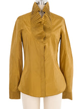 2008 Alexander McQueen Mustard Pleat Collar Top
