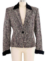 Celine Velvet Trim Tweed Blazer