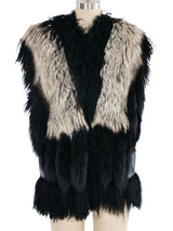Adrienne Landau Leather Fur Vest