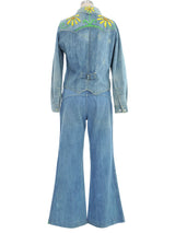 1970s Daisy Painted Denim Ensemble
