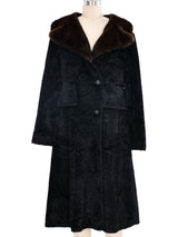 1960s Black Faux Fur Mink Collar Coat Outerwear arcadeshops.com