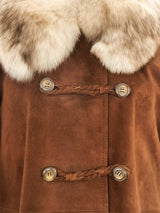 Yves Saint Laurent Fur Trimmed Suede Coat