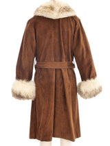 Yves Saint Laurent Fur Trimmed Suede Coat