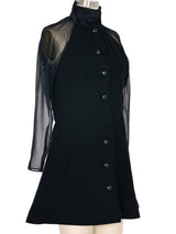 Balenciaga Sheer Sleeve Coat Dress