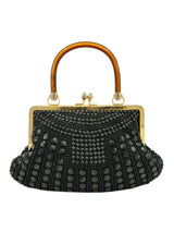 Black Beaded Tortoise Handle Bag