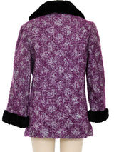 Purple Tweed Sheared Fur Trimmed Coat Outerwear arcadeshops.com