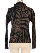 Issey Miyake Pleats Please Mudcloth Printed Plisse Top Top arcadeshops.com