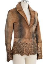 Guilana Teso Laser Cut Natural Hide-On Leather Blazer Jacket arcadeshops.com