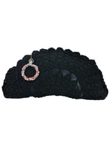 1940s Black Crochet Cord Fan Clutch Bag arcadeshops.com