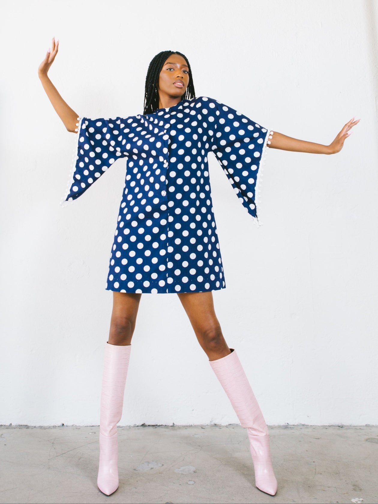 Mod Polka Dot Pom Pom Dress