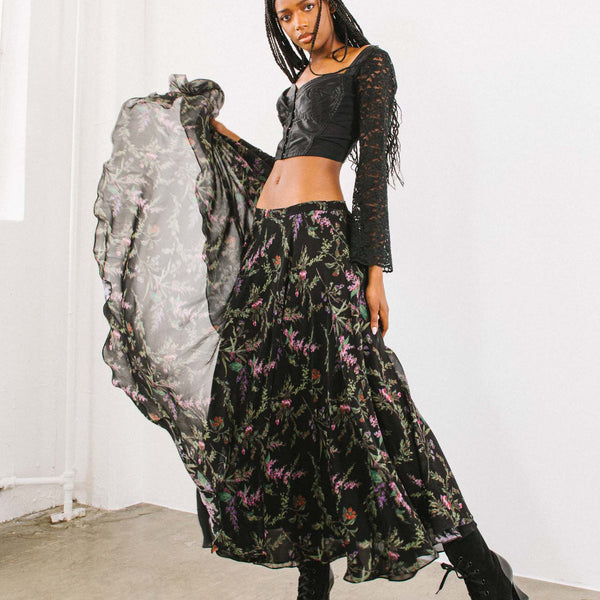 Christian Dior タイトスカート ウエスト72cm 丈62cm Christian Dior Dark Floral Silk Midi Skirt