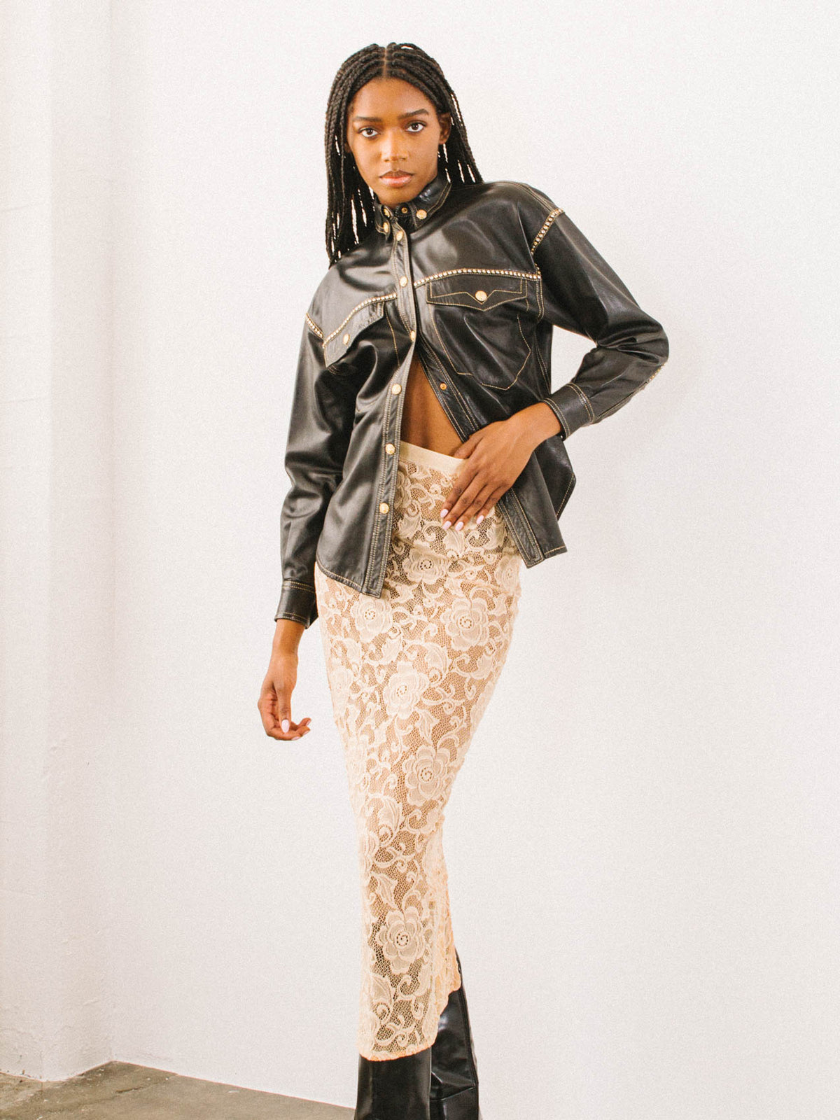 1992 Gianni Versace Western Studded Leather Shirt
