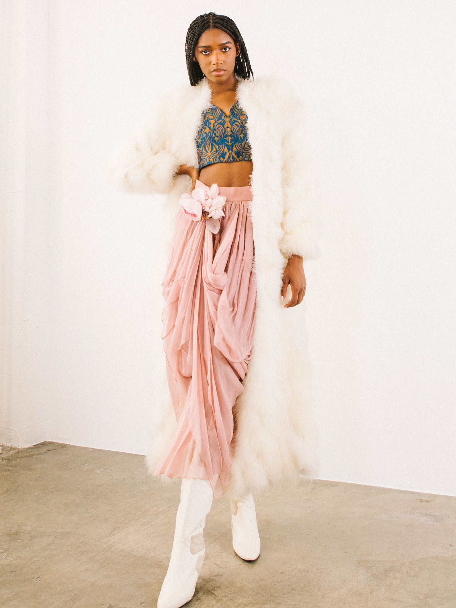 1993 Dolce and Gabbana Rose Silk Draped Skirt