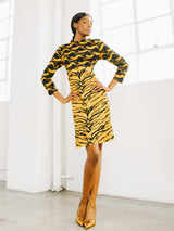 1970s Oleg Cassini Tiger Printed Dress Dress arcadeshops.com