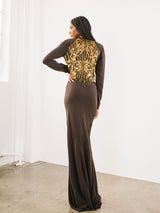 2008 Roberto Cavalli Brown Bias Cut Illusion Gown Dress arcadeshops.com