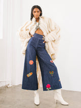 1970s Patched Denim Wide Leg Pants Bottom arcadeshops.com