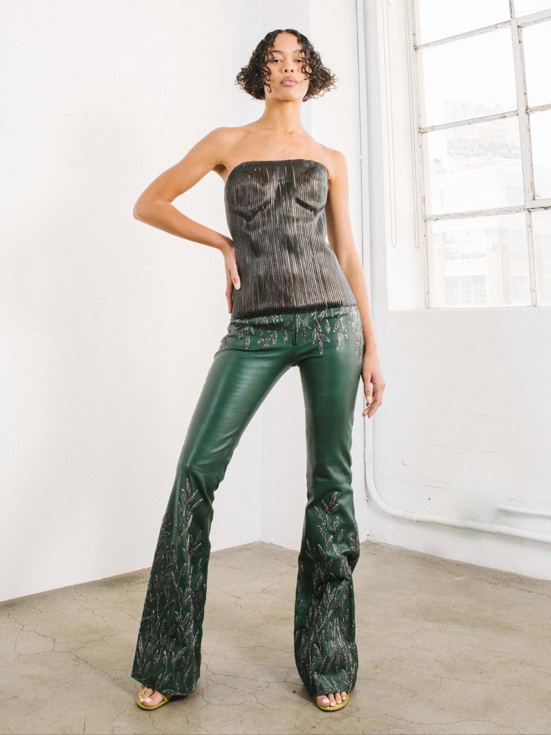 1999 Gucci Embroidered Leather Trousers 1999 Gucci Embroidered Leather Trousers