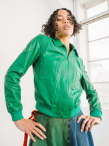 2014 Saint Laurent Kelly Green Leather Bomber Jacket arcadeshops.com