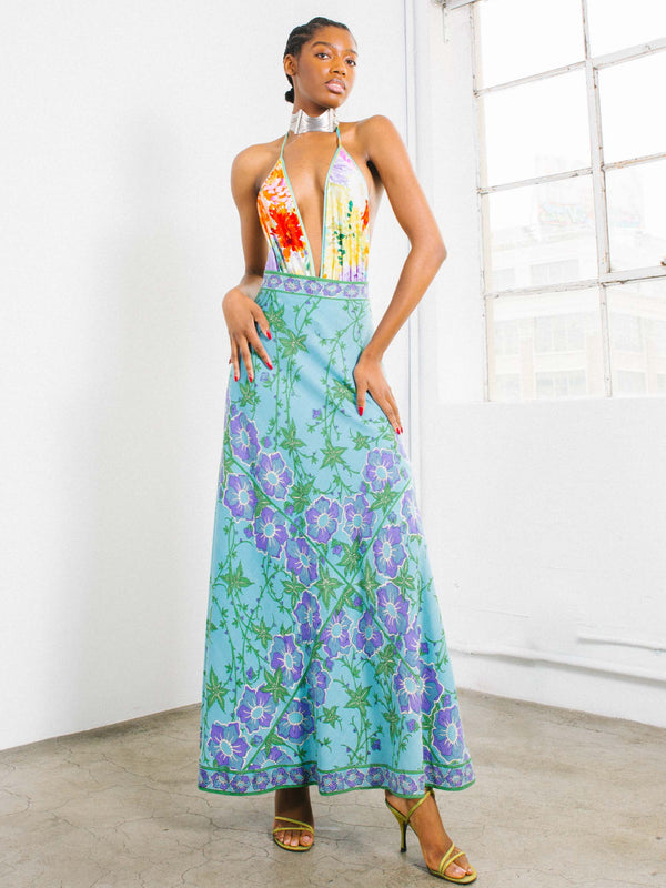 1980s Leonard Plunge Neck Printed Bathing Suit Suit arcadeshops.com