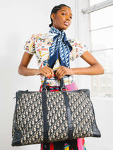 Christian Dior Navy Oblique Logo Weekender Bag Accessory arcadeshops.com
