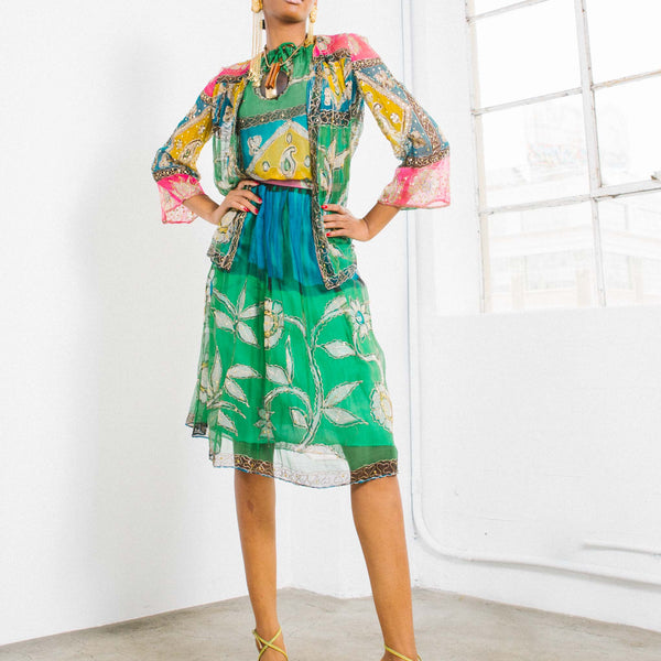 80's Co-ord Set Blouse and Skirt /vintage Two Piece Set